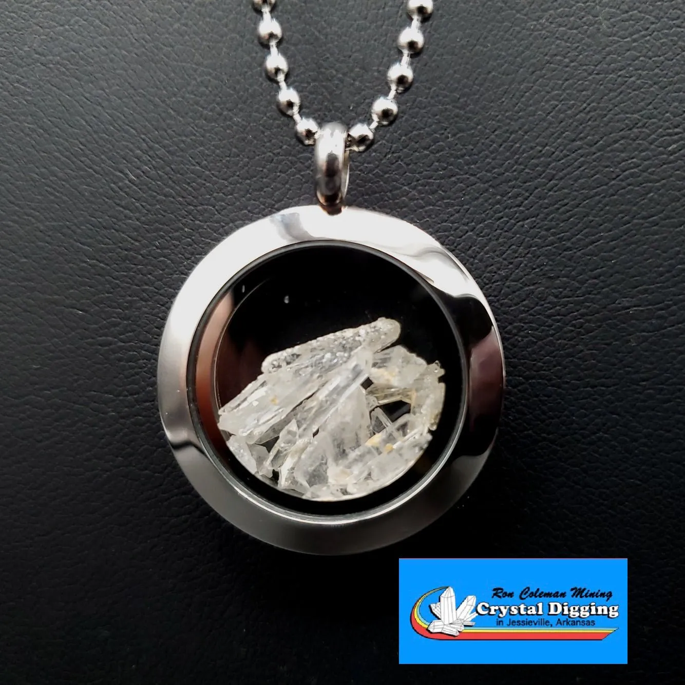 Necklace Clear Locket with Quartz Crystal