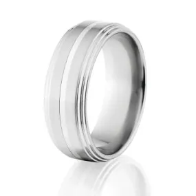 New 8mm Cobalt Ring with Sterling Silver Inlay,Mens Cobalt Wedding Ring