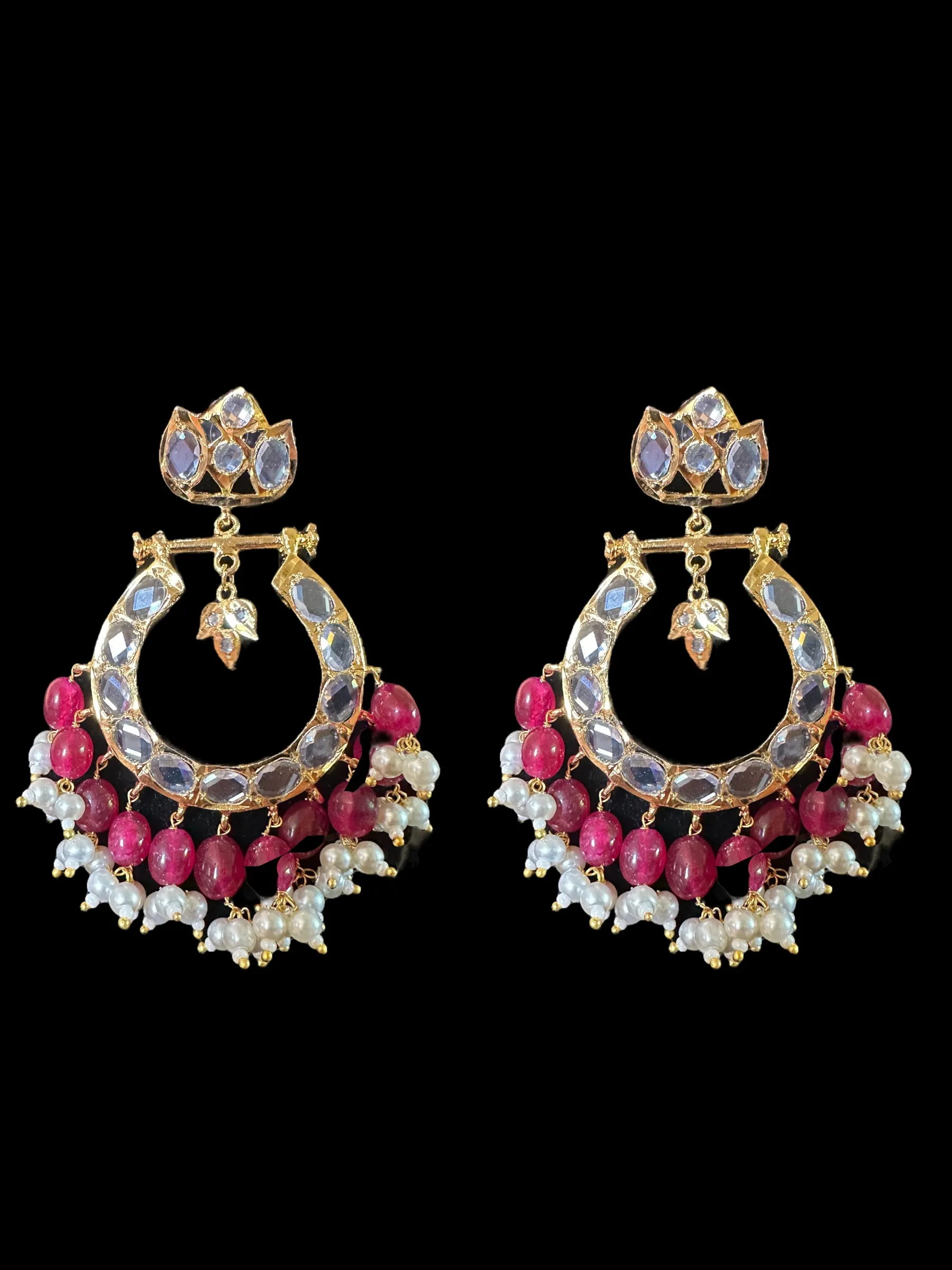 NS520 AMIRA hyderabadi necklace with earrings - Ruby ( READY TO SHIP)