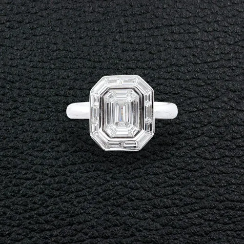 Octagonal Shape Diamond Engagement Ring