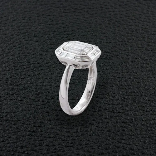 Octagonal Shape Diamond Engagement Ring