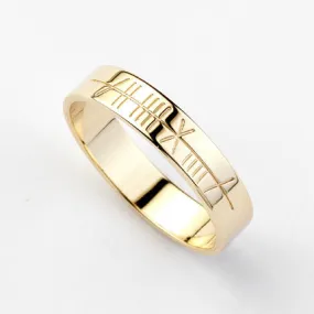 Ogham Gold Ring - Narrow