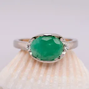 Okelani Emerald Ring in Sterling Silver