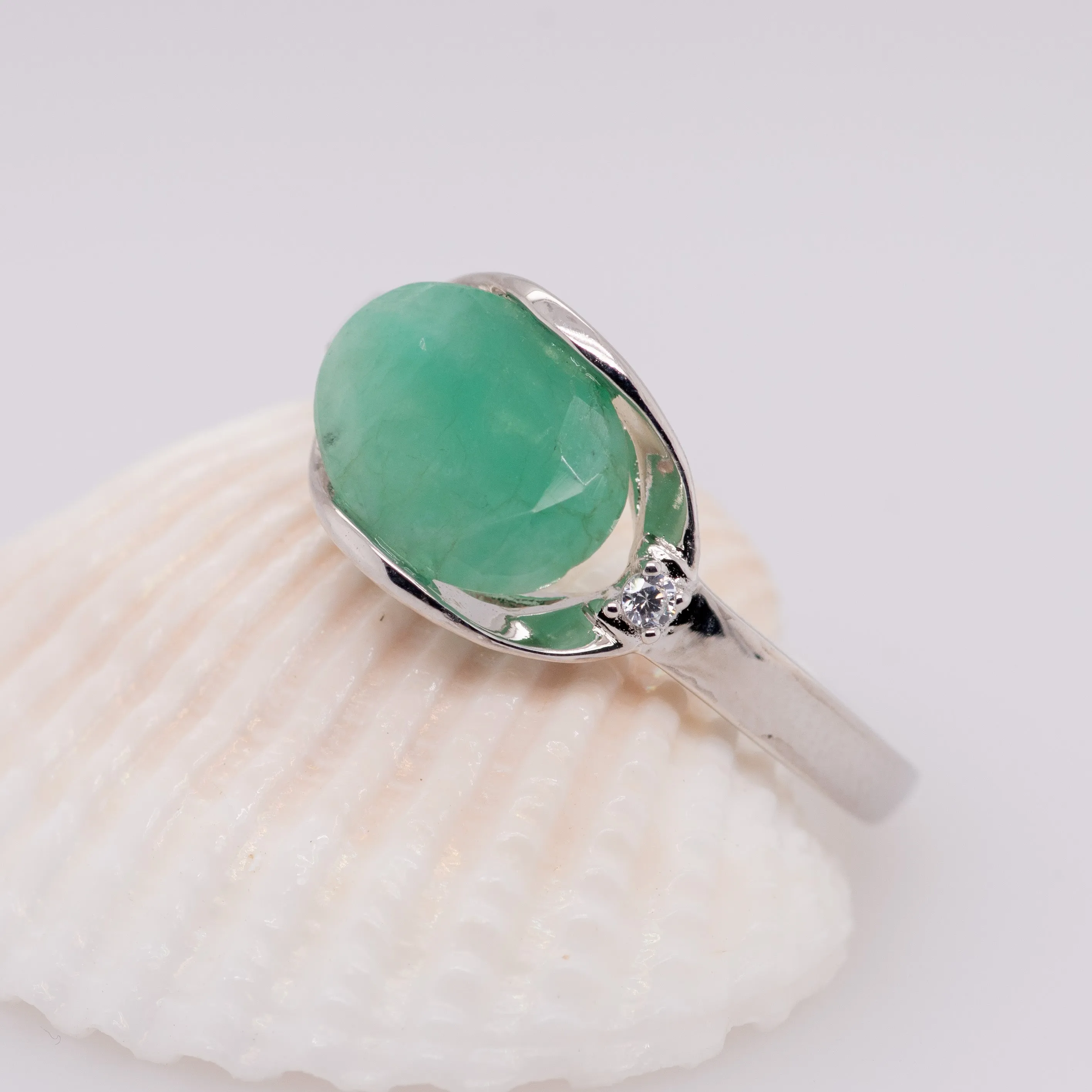 Okelani Emerald Ring in Sterling Silver