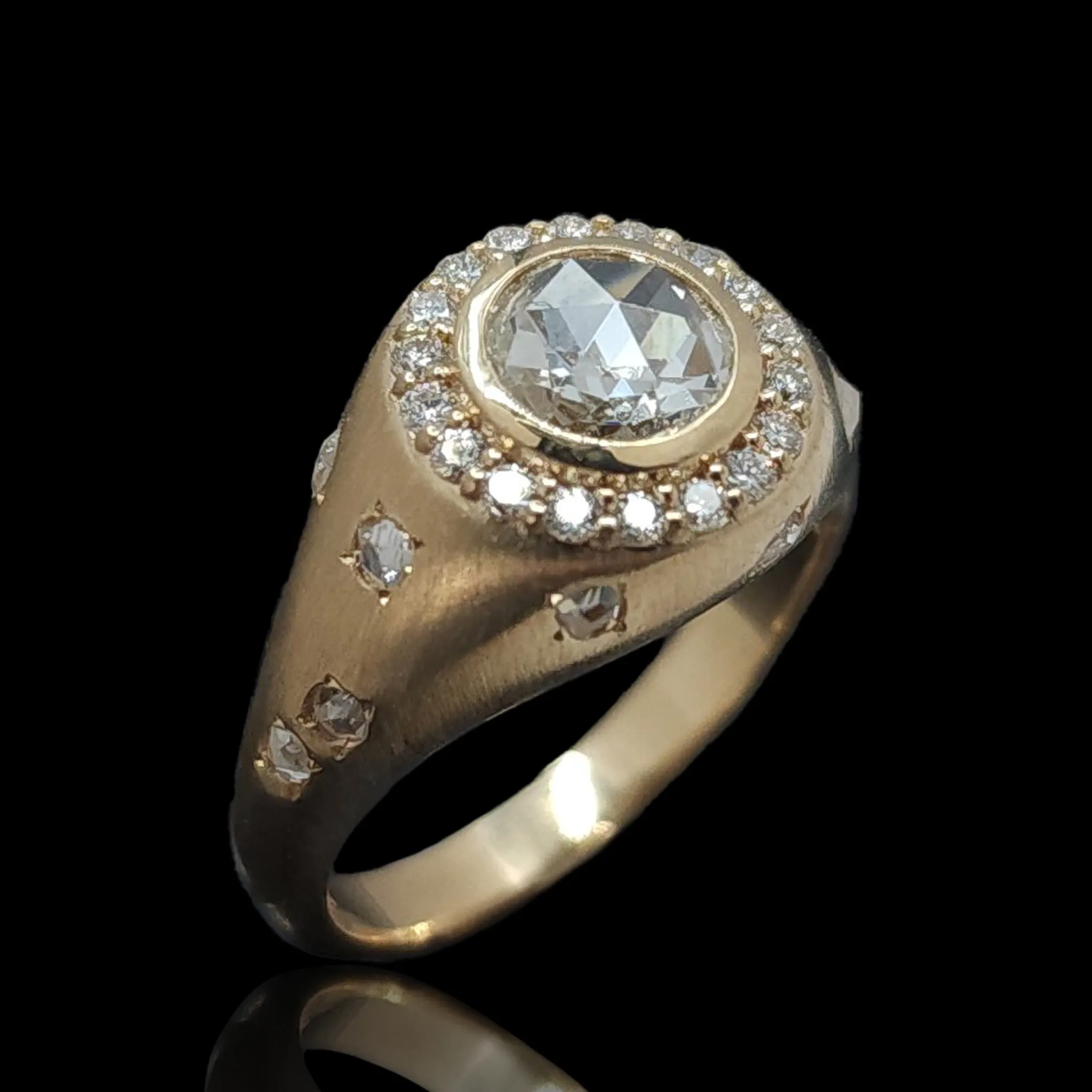 Old Mine Diamond Starry Night Engagement Ring