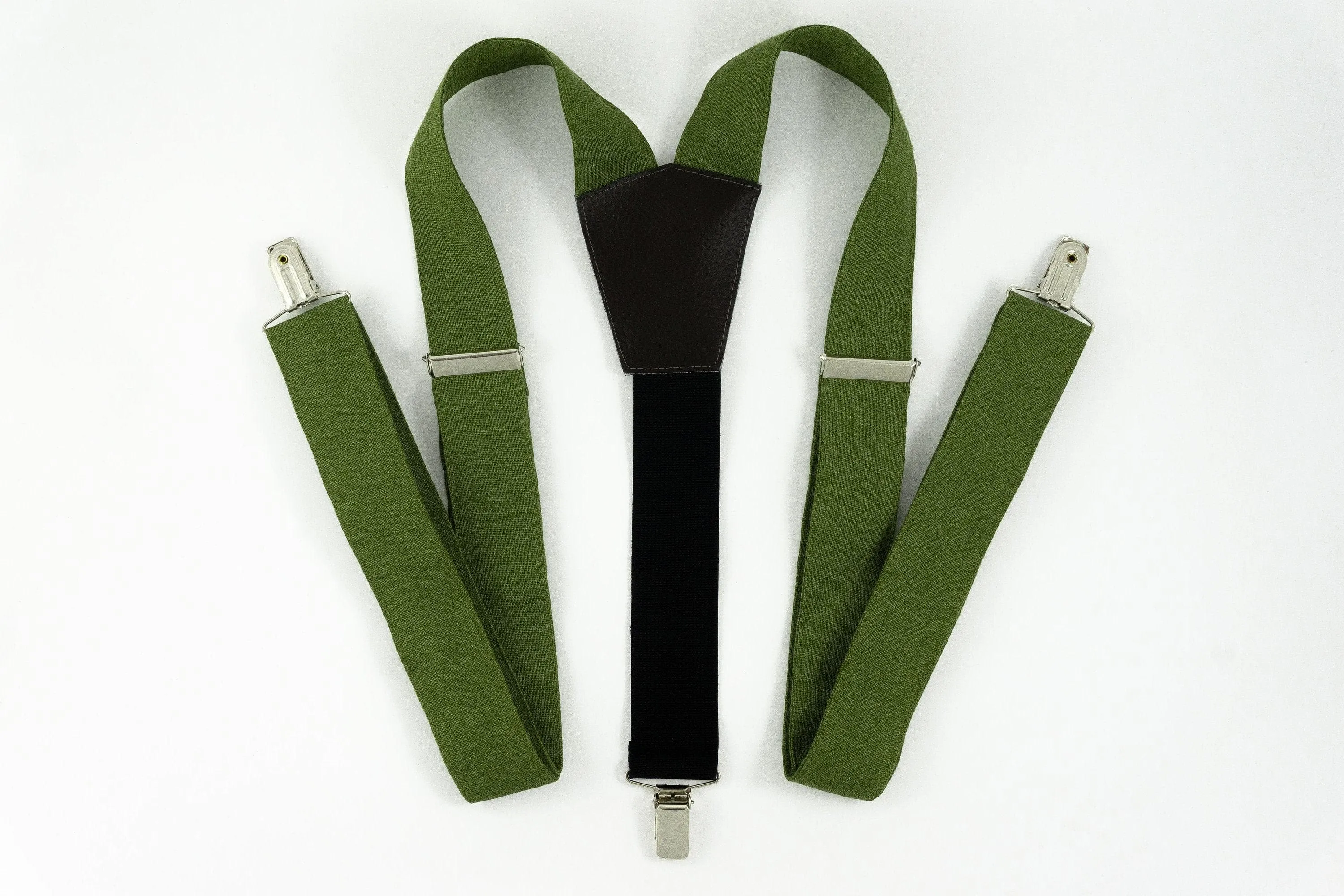 OLIVE GREEN Y-back wedding suspenders for groomsmen and groom