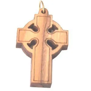 Olive wood Celtic Cross Laser Pendant (8cm or 3.15" long )