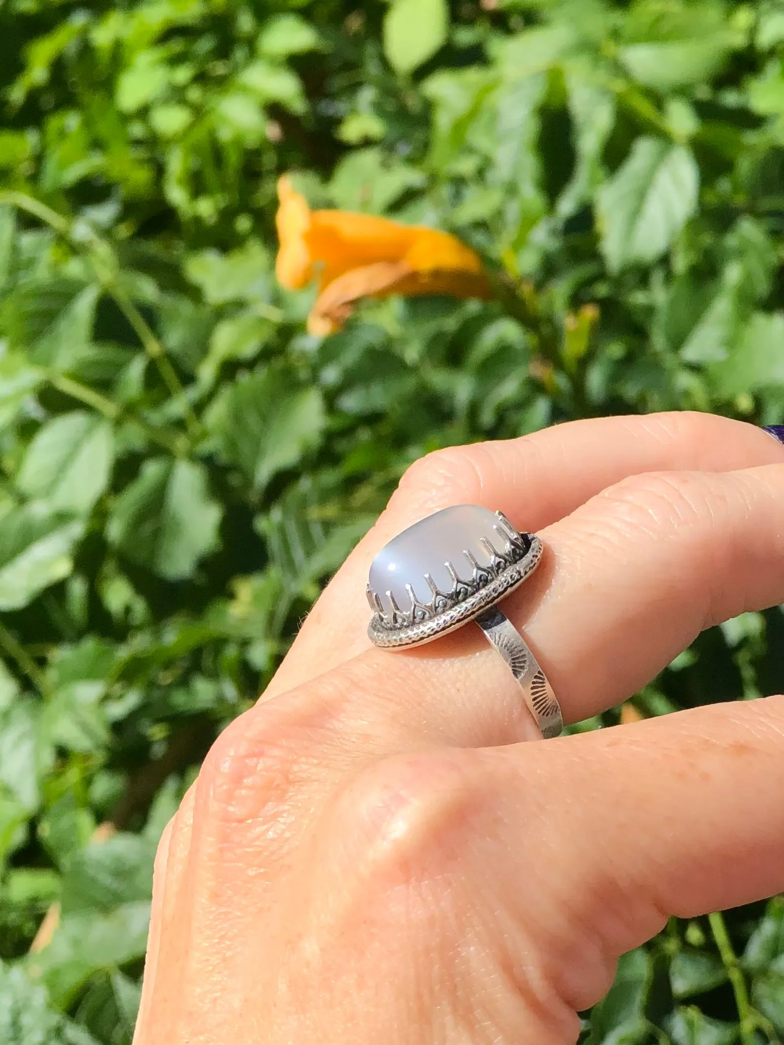 Oval Selenite Moonstone Ring