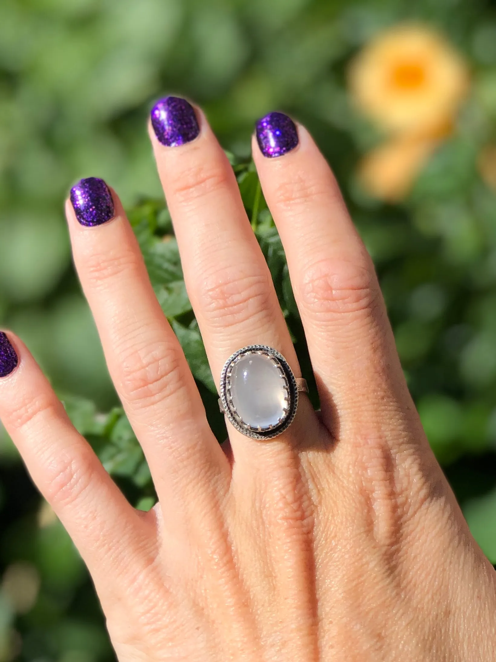 Oval Selenite Moonstone Ring