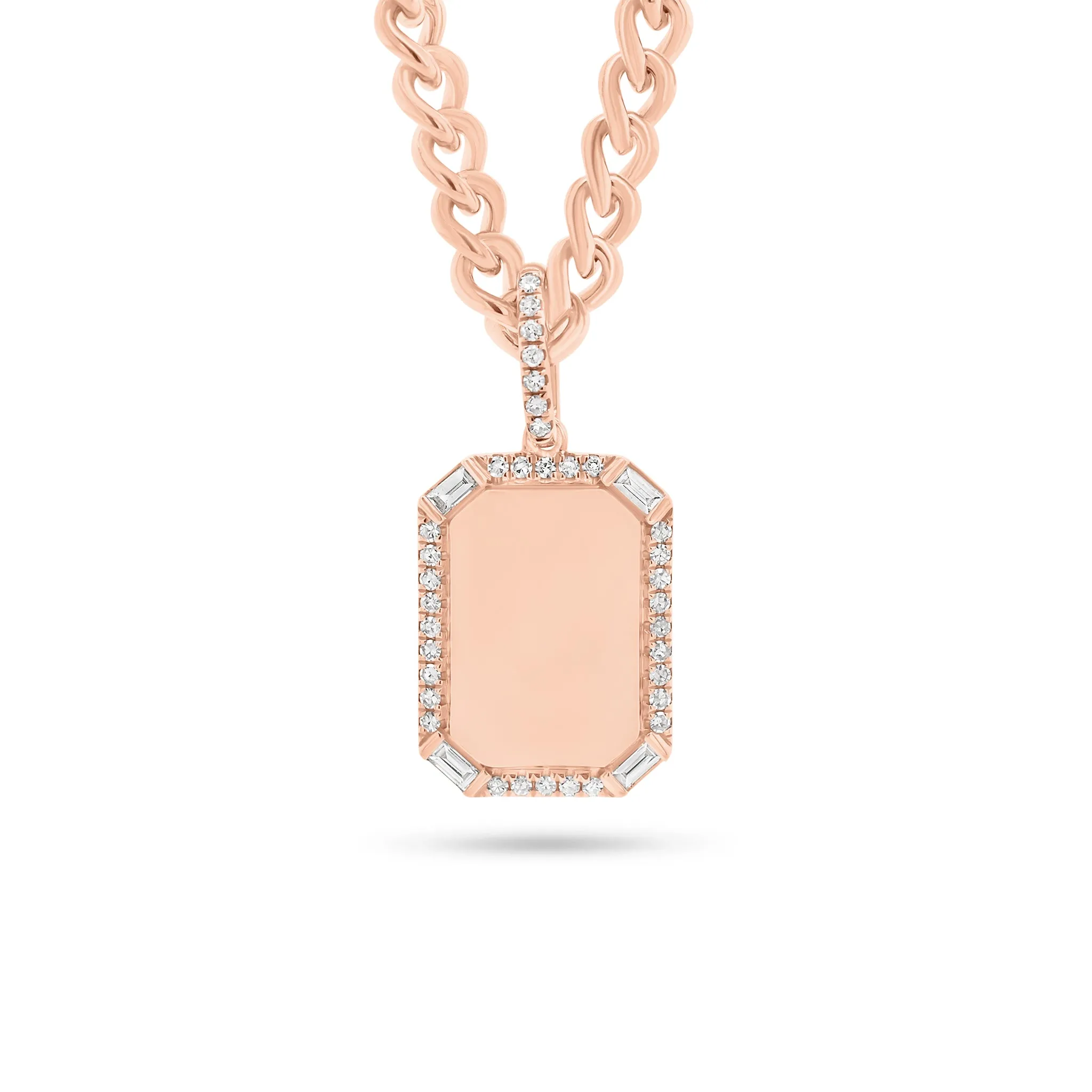 Pave & Baguette Diamond Dog Tag Pendant