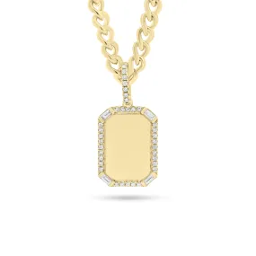 Pave & Baguette Diamond Dog Tag Pendant