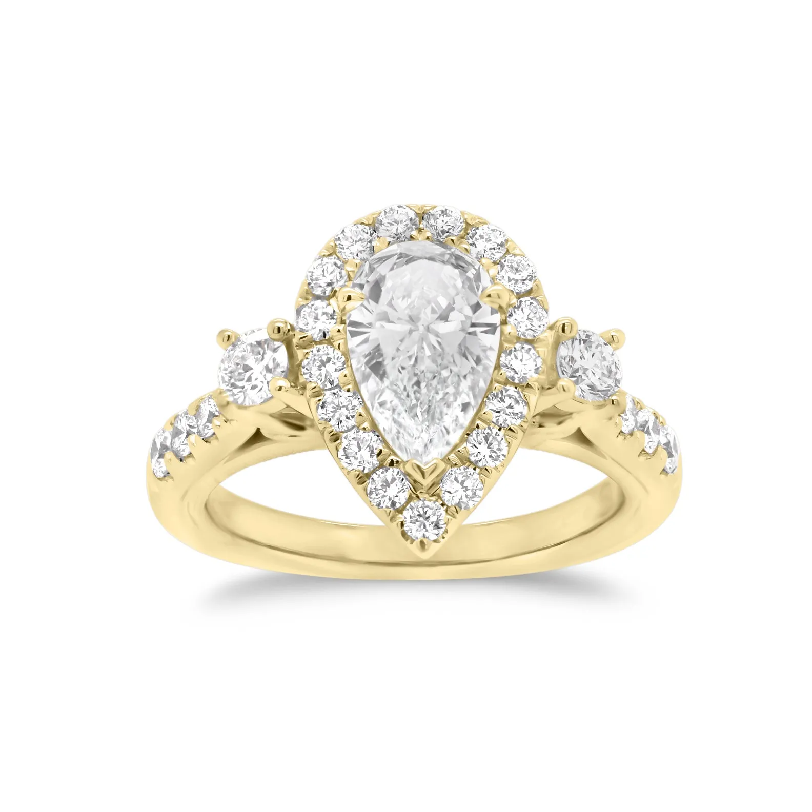 Pear Halo Diamond Engagement Ring with Side Stones