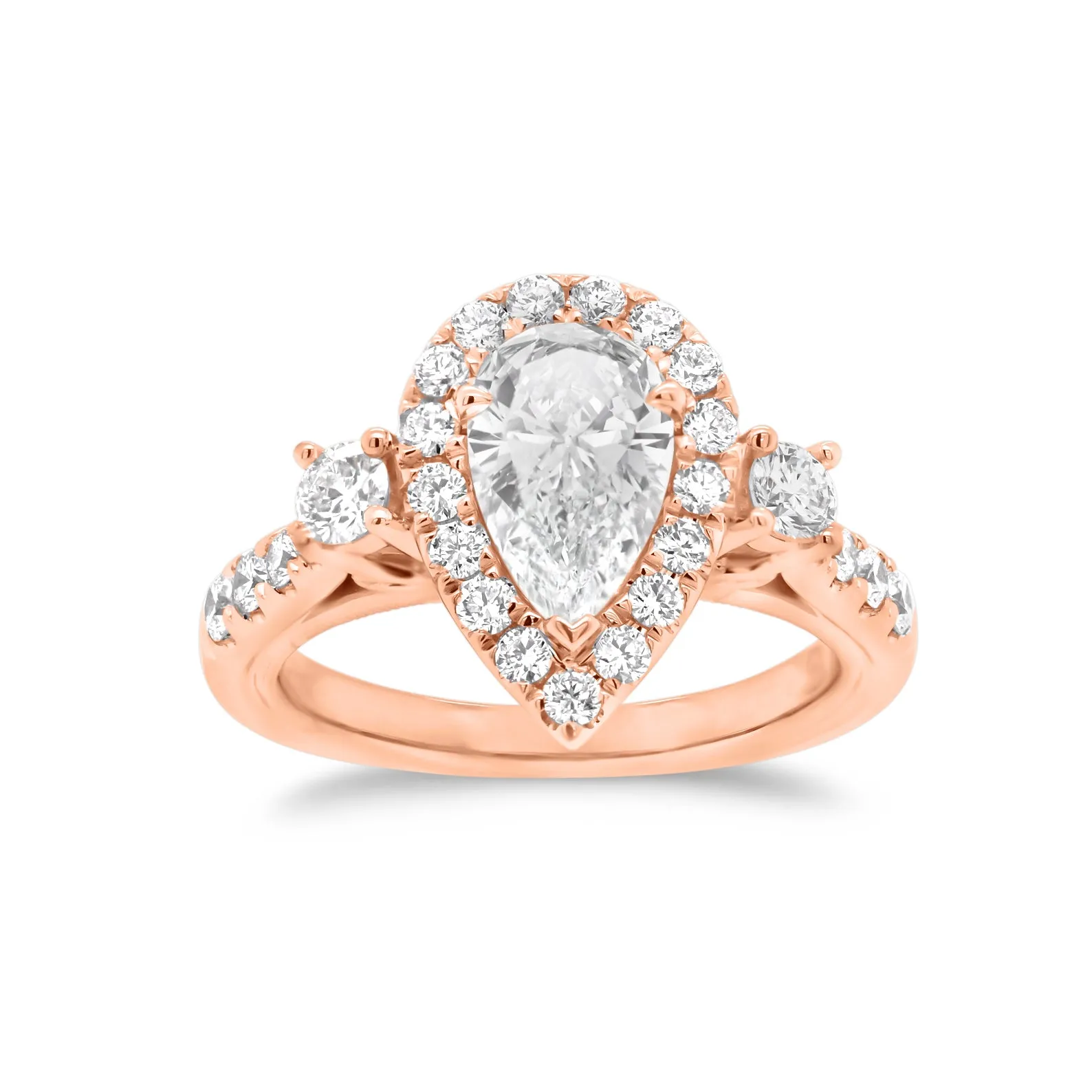 Pear Halo Diamond Engagement Ring with Side Stones