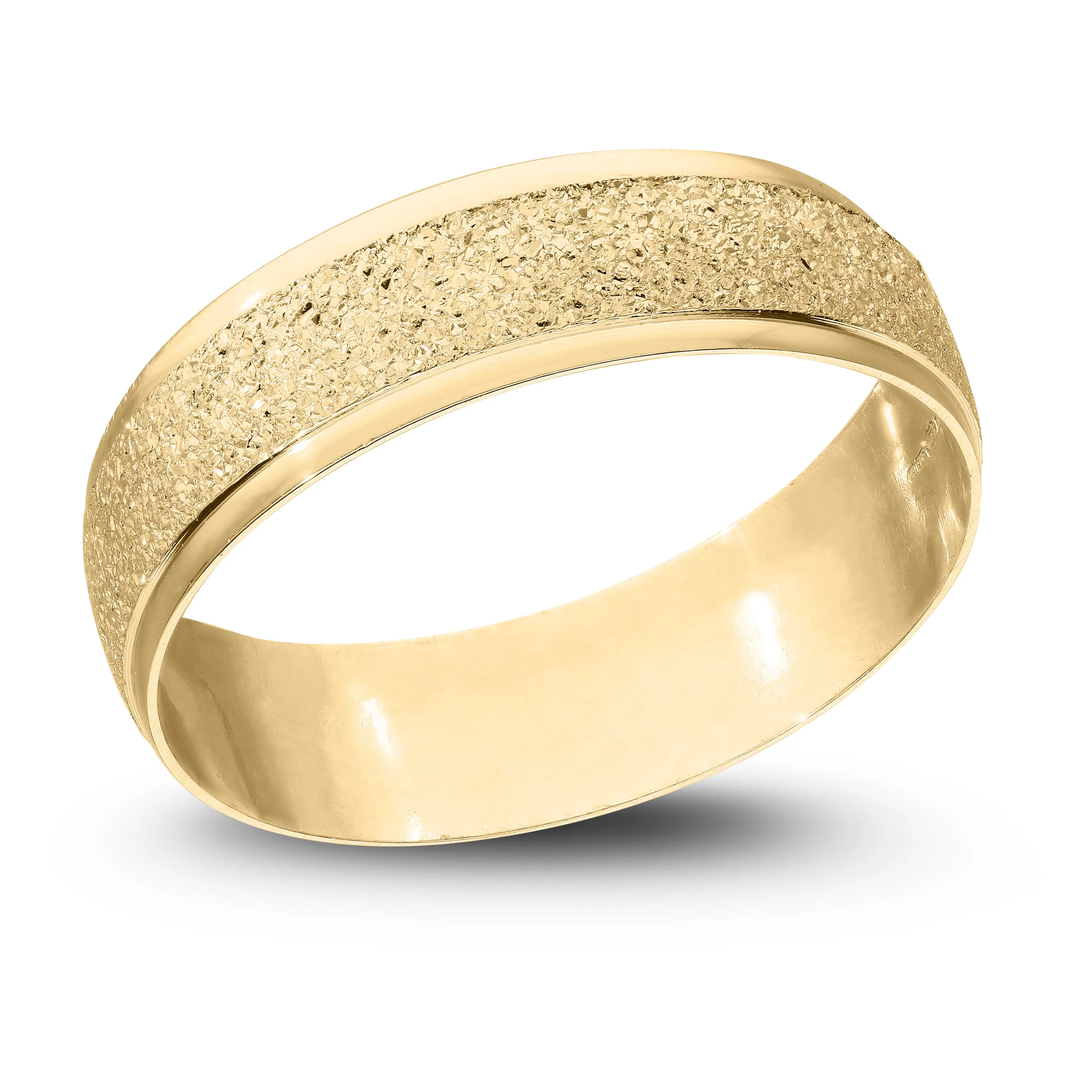 Personalised 9ct Gold Wedding Ring Set of 2 with Sparkling Rhodium Moon Dust Center in Yellow and White Gold