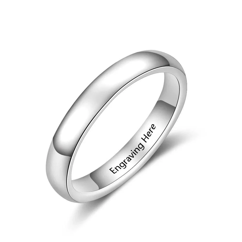 Personalized Classic Plain Sterling Silver Unisex Wedding Ring