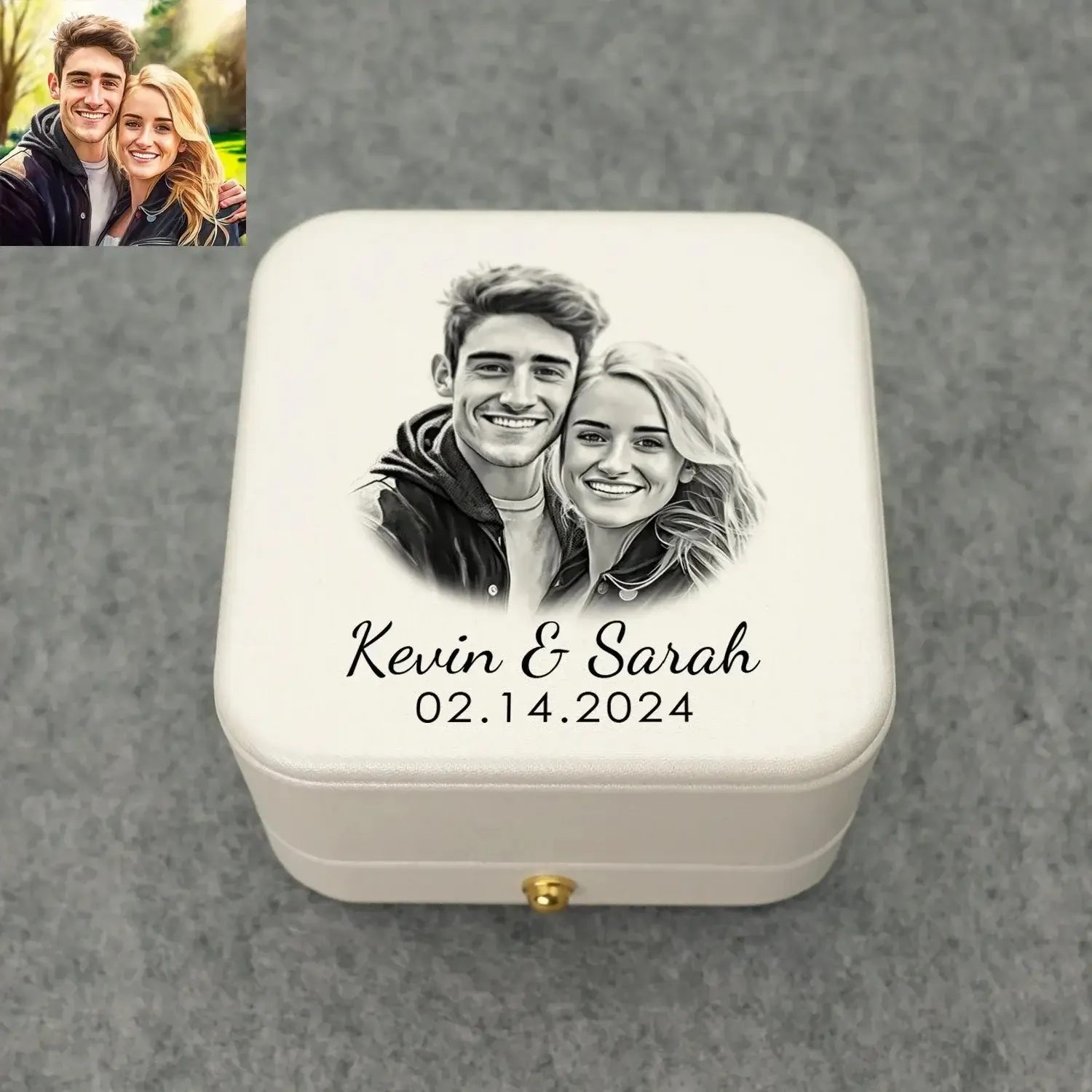 Personalized Custom Photo & Wedding Date Ring Box