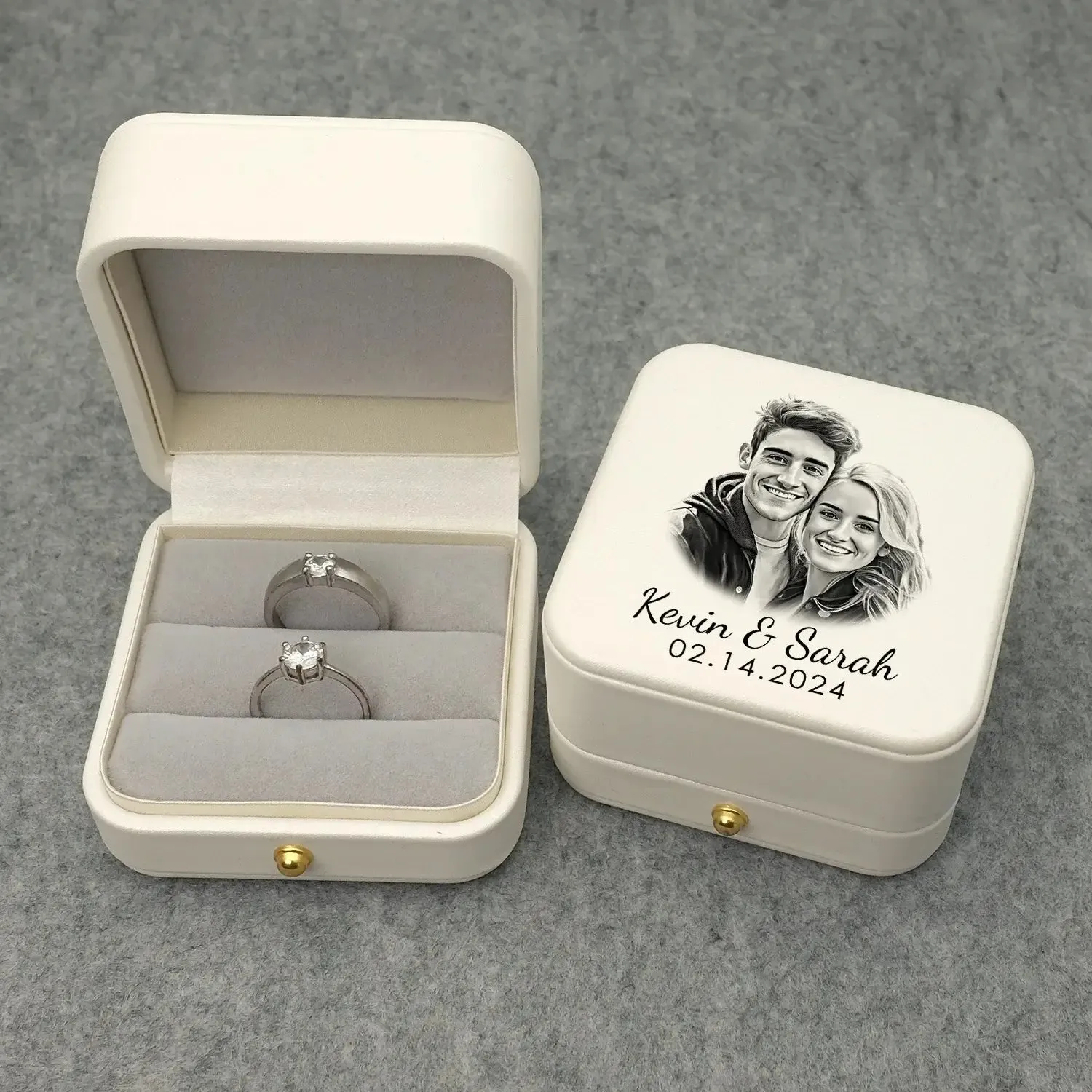 Personalized Custom Photo & Wedding Date Ring Box