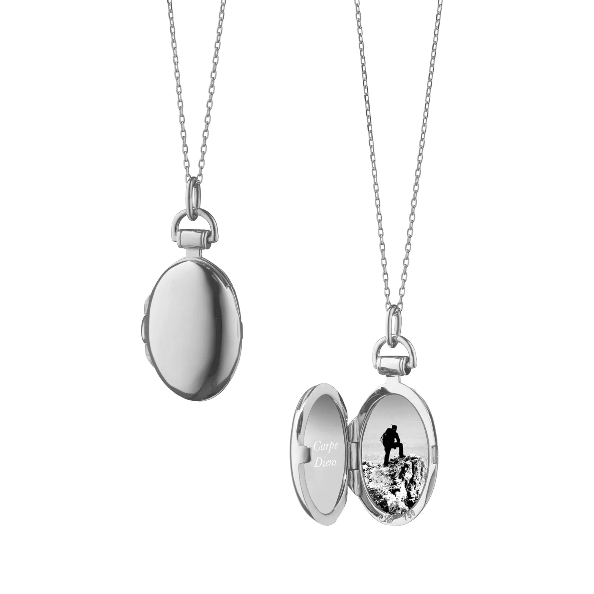 Petite "Anna" Sterling Silver Engraved Locket Necklace