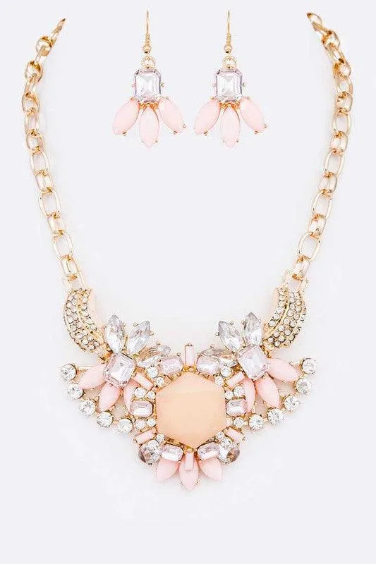 Pink Crystal Necklace Set