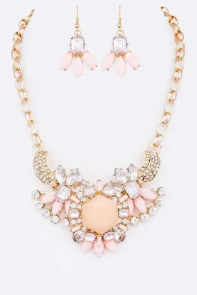 Pink Crystal Necklace Set