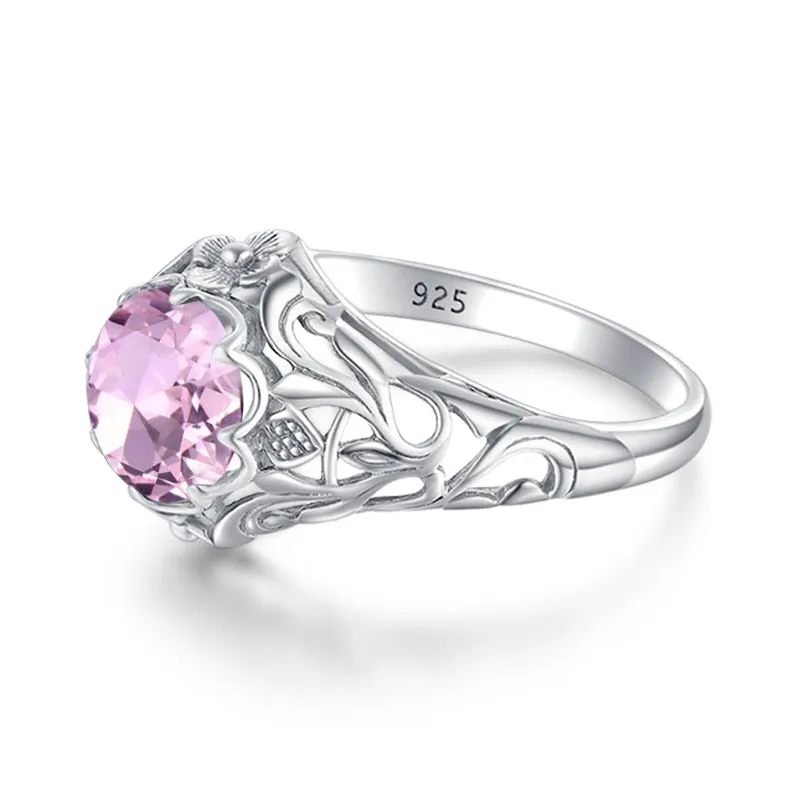 Pink Crystal Wedding Rings