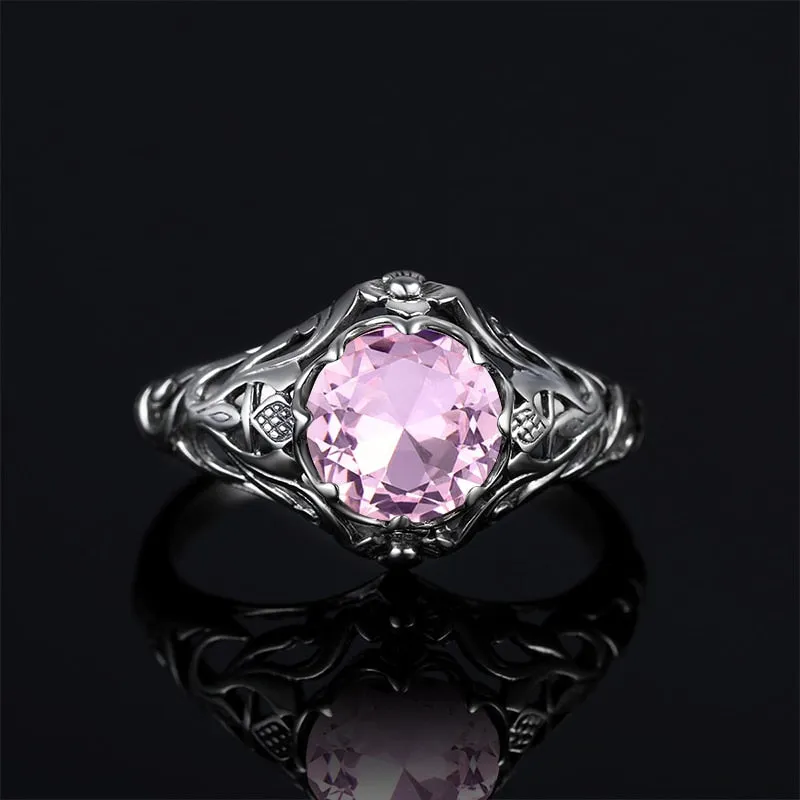 Pink Crystal Wedding Rings