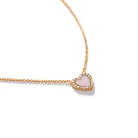 Pink Heart Enamel Necklace