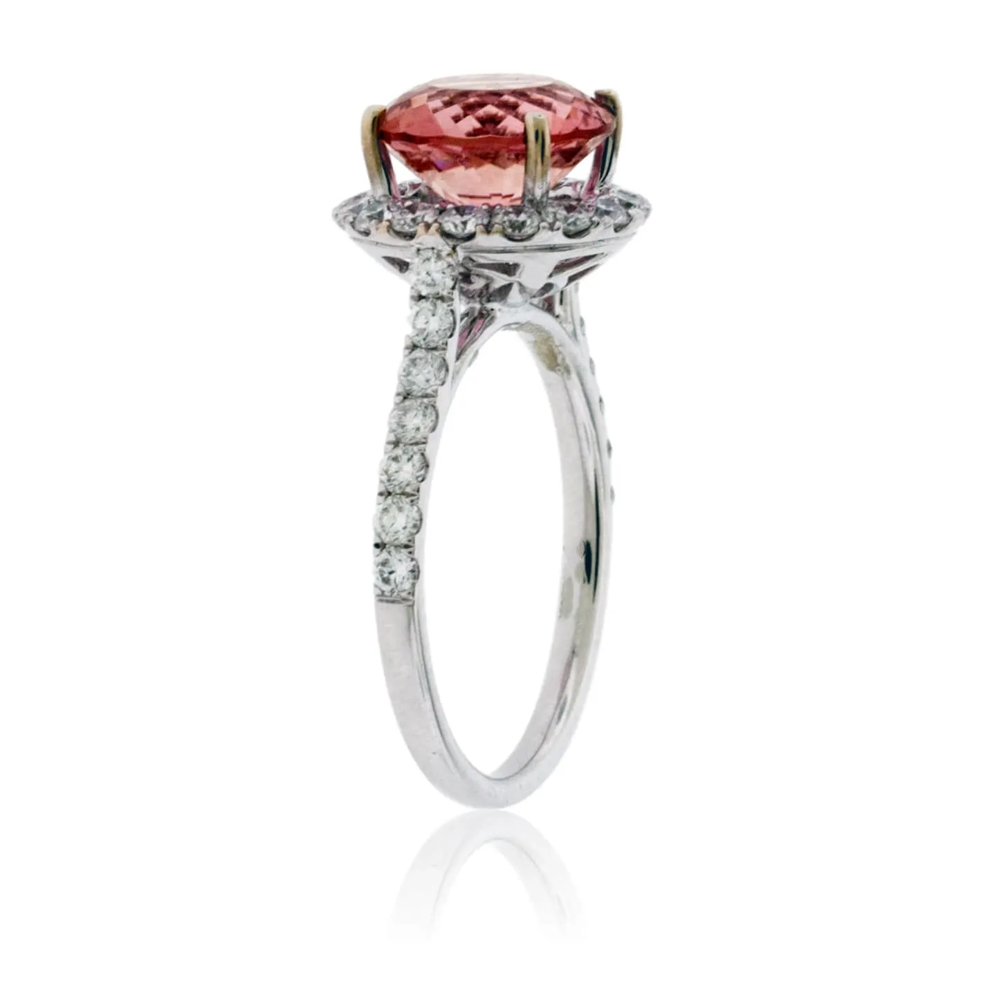 Pink Tourmaline and Diamond Halo Ring