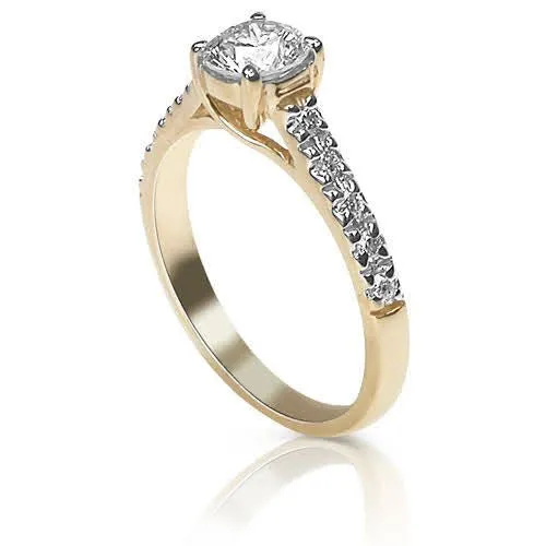 Prestige 1.05CT Round Cut Diamond Engagement Ring in 14KT Yellow Gold