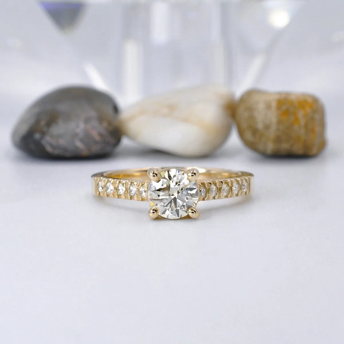 Prestige 1.05CT Round Cut Diamond Engagement Ring in 14KT Yellow Gold