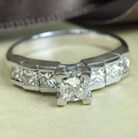 Priceless 1.35 CT Princess Cut Diamond Engagement Ring in 14KT White Gold