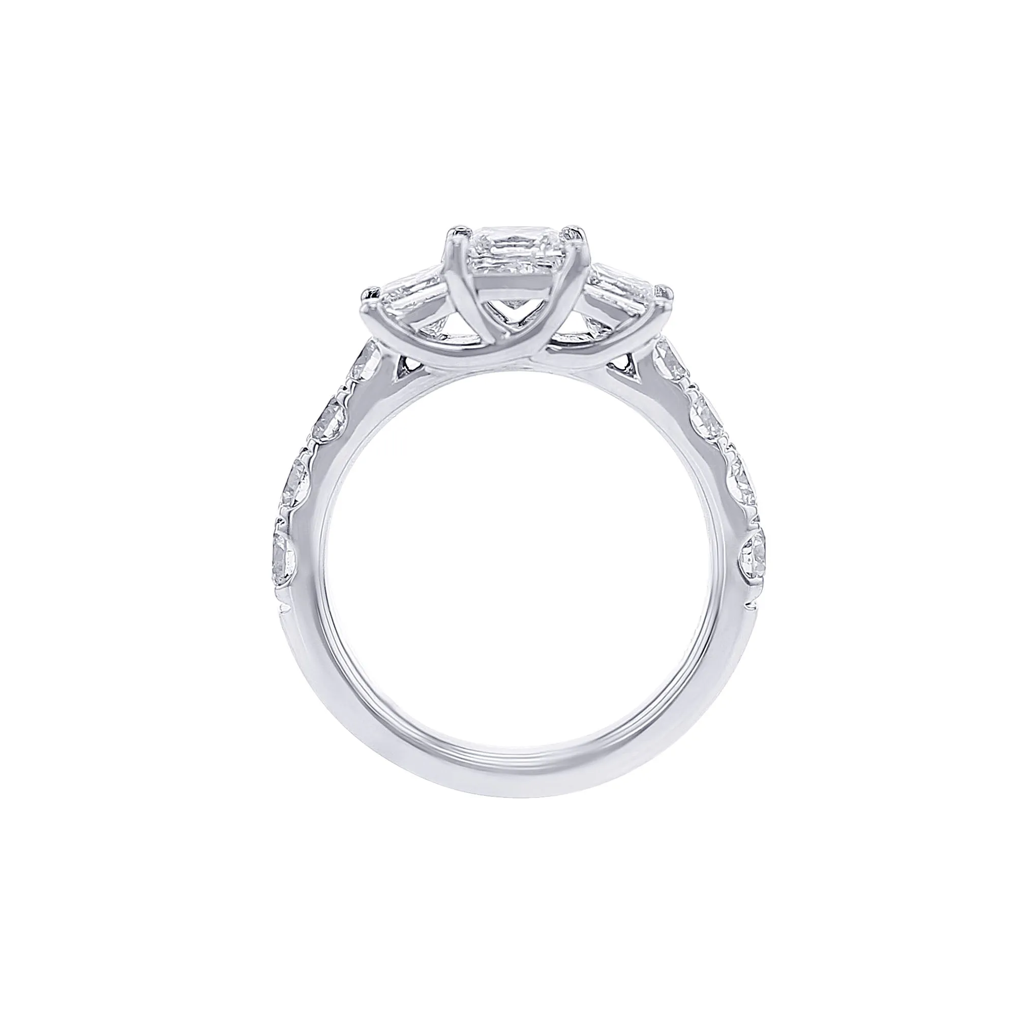 Princess Cut Three Stone Love Story Diamond Ready for Love Engagement Ring