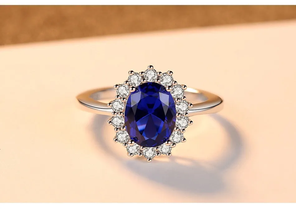 Princess Sapphire Gemstone 925 Sterling Ring