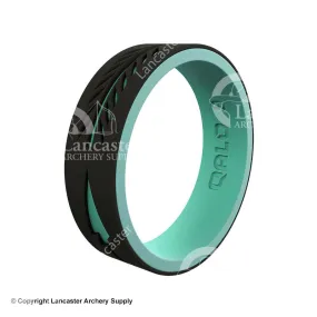 QALO Women's Strata Black and Aqua Arrow Silicone Ring