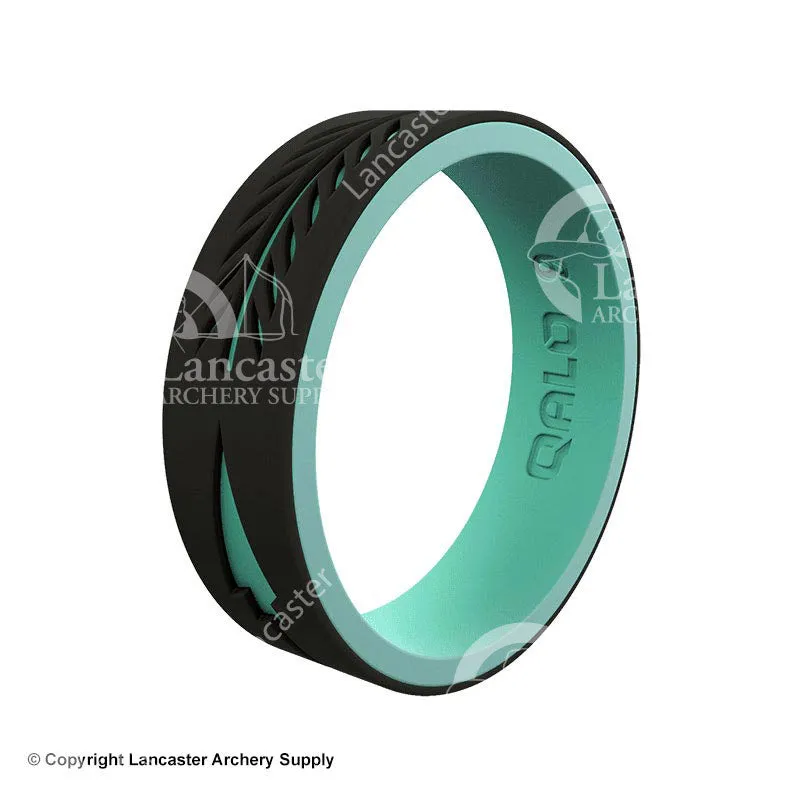 QALO Women's Strata Black and Aqua Arrow Silicone Ring