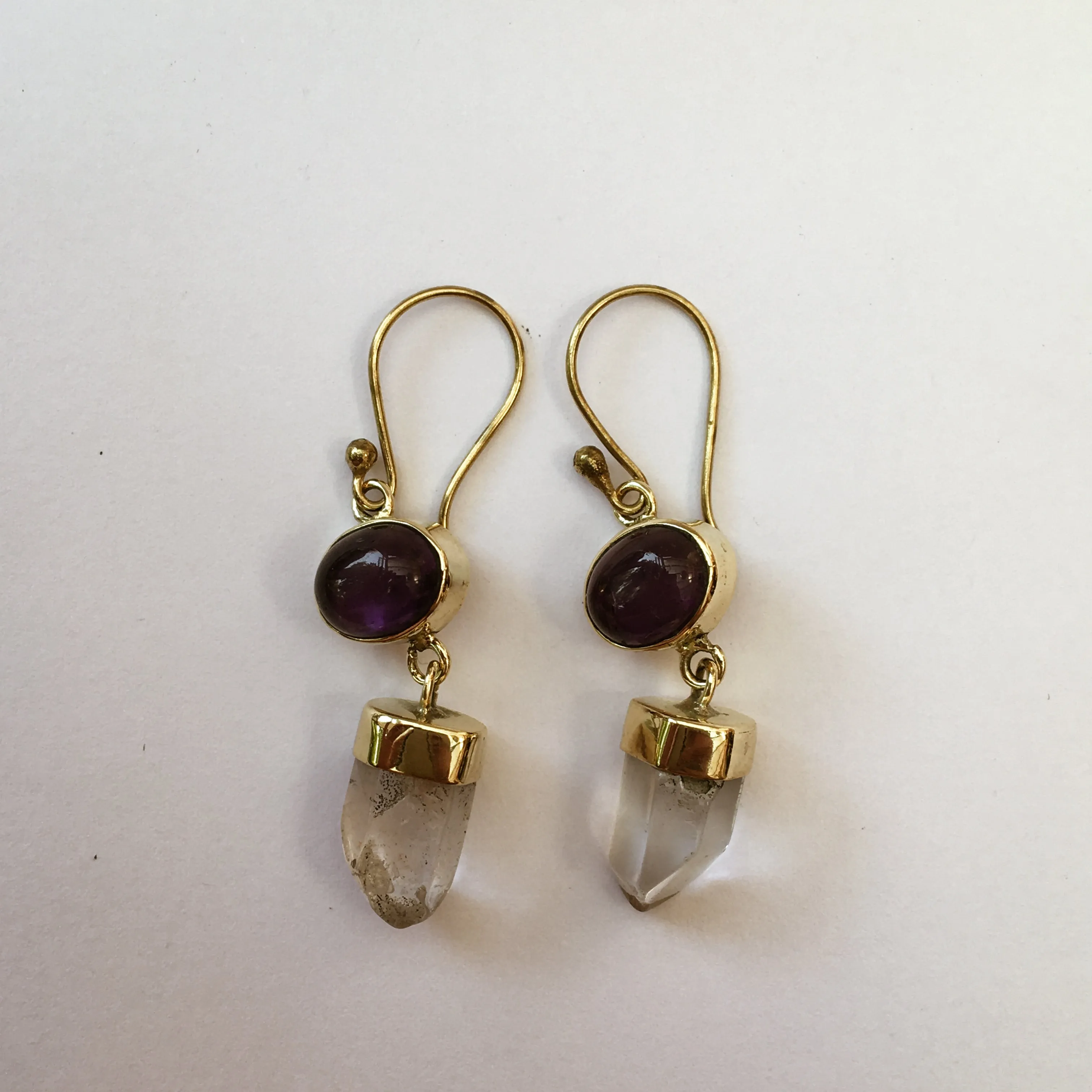 Quartz and Amethyst Drop Earrings