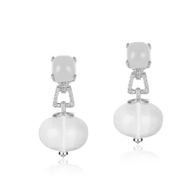 Quartz and Bead Diamond Earrings