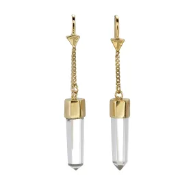 QUARTZ CRYSTAL POINT PULL THROUGH EARRINGS - GOLD