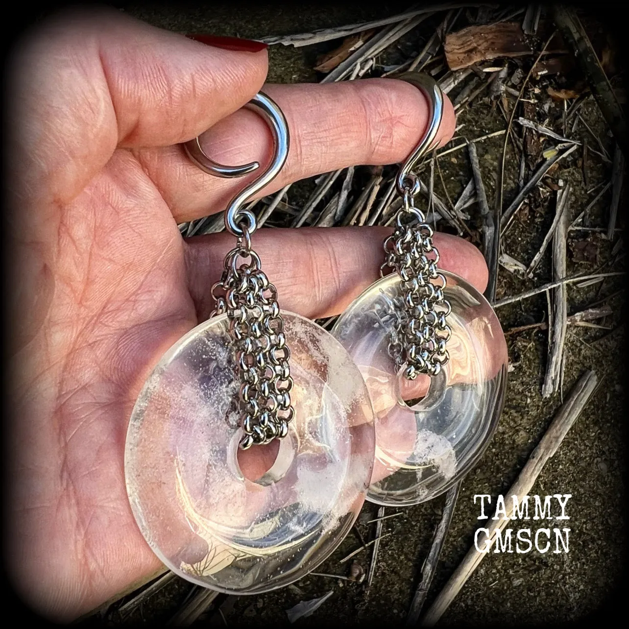 Quartz ear weights-Gauged earrings