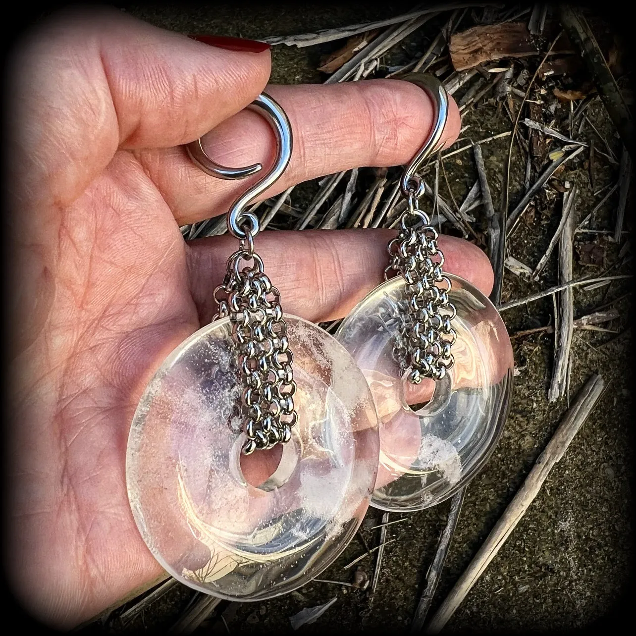 Quartz ear weights-Gauged earrings