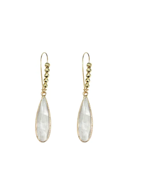 Quartz Earrings with Gold Beads