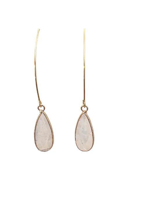 Quartz Marquis Earrings in Gold