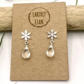 Quartz Snowflake Earrings