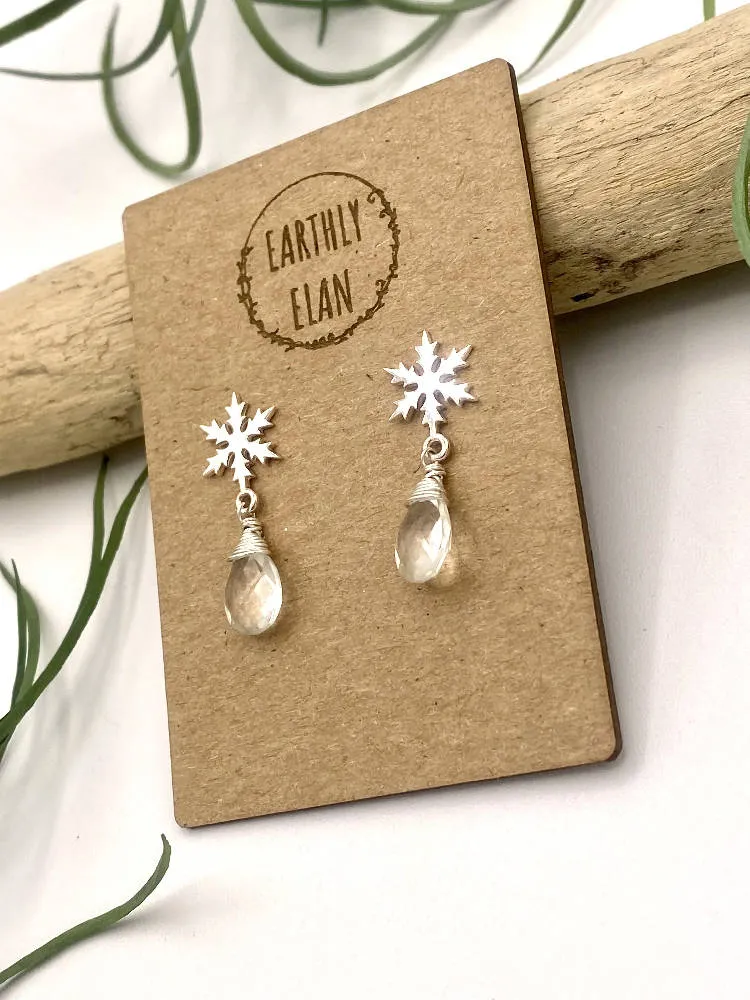 Quartz Snowflake Earrings