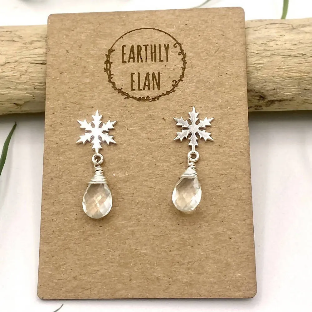 Quartz Snowflake Earrings