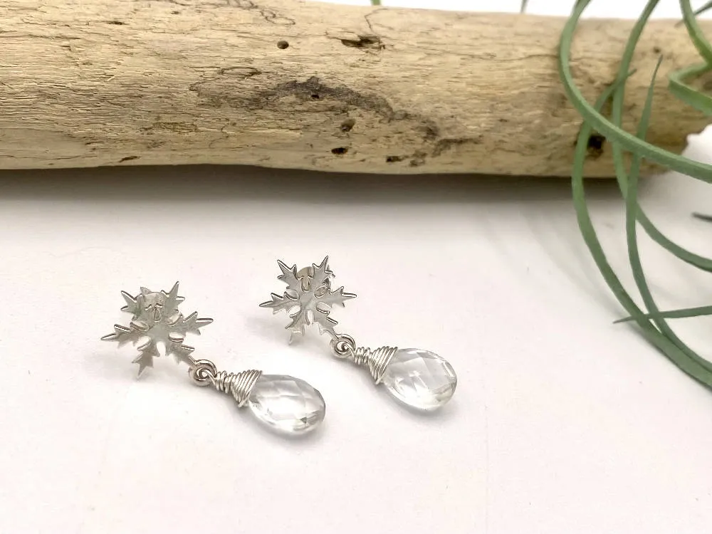 Quartz Snowflake Earrings