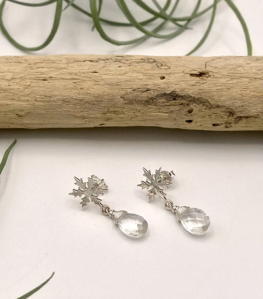 Quartz Snowflake Earrings