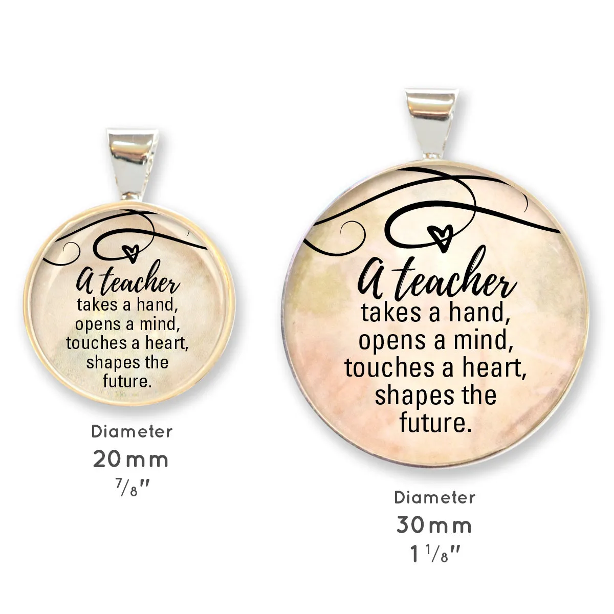 "A Teacher Shapes the Future" Silver-Plated Pendant Necklace - 2 Sizes