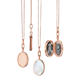 "Elle" Stone Slim 18K Rose Gold Locket Necklace