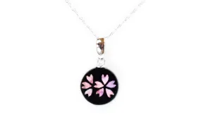 Raden Pendant Necklace - Cherry Blossom / Pink Color / Small Size-, Japanese Lacquer Jewelry, Kyoto Jewelry